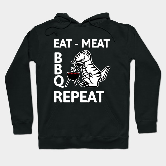 EAT-MEAT-BBQ-REPEAT | Grill master T-Rex Hoodie by Malinda